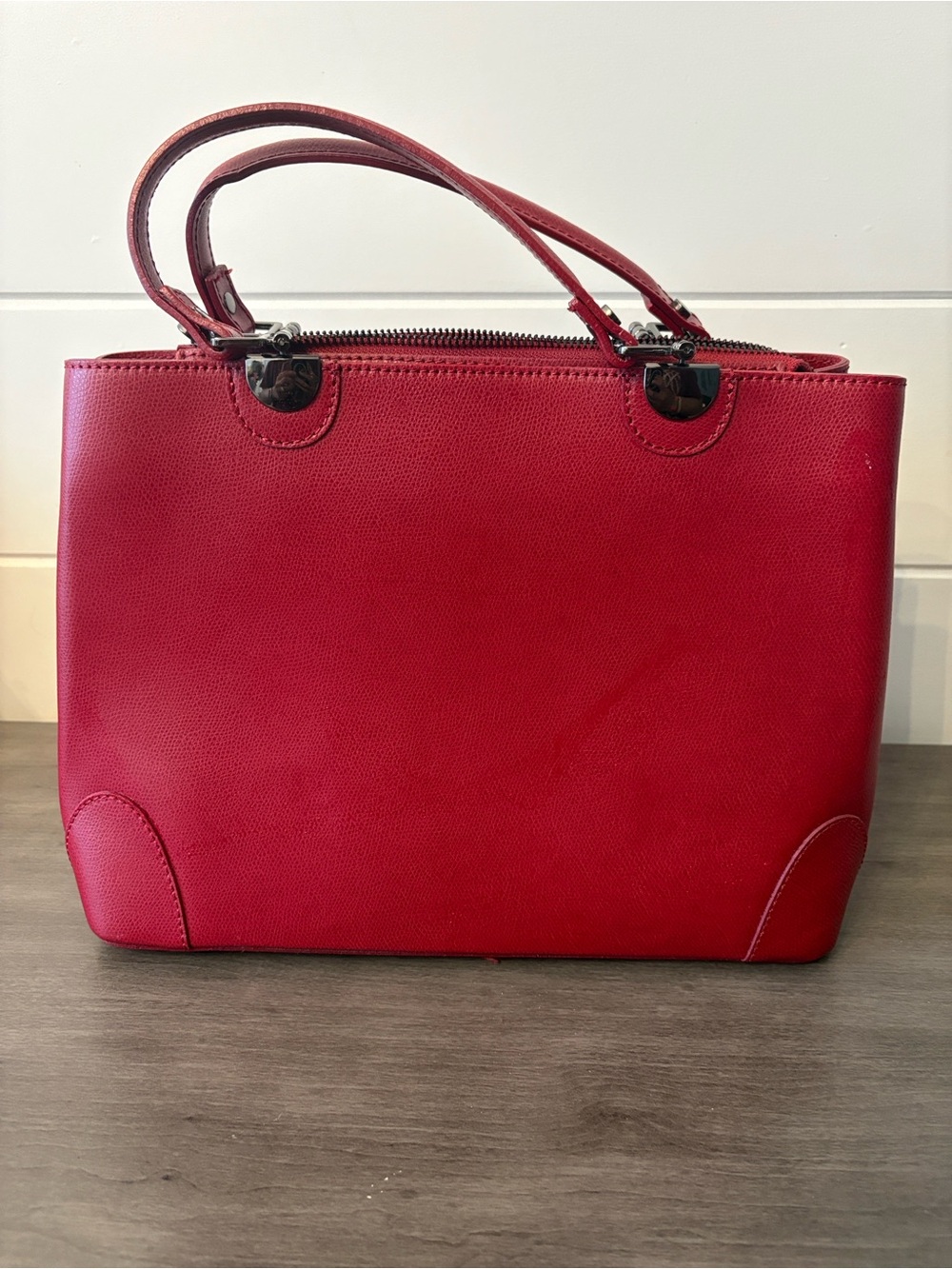 Classic Red Divina Firenze Leather Tote Handbag